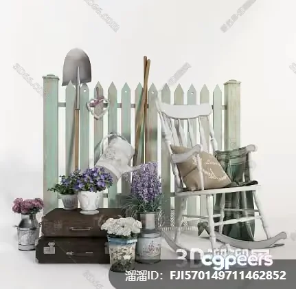 White Rocking Chair 3D Model – 1750 – CORONA Render