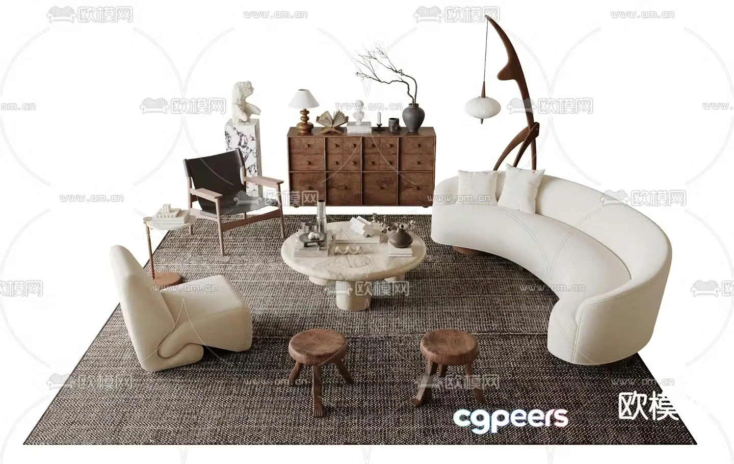 Medieval style modular sofa 3D model