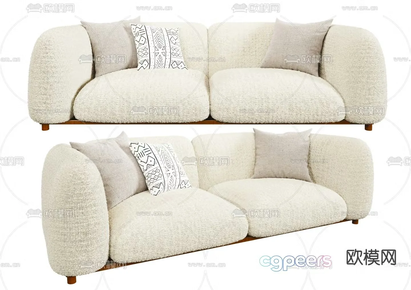 Minotti white double sofa upholstered sofa 3d model