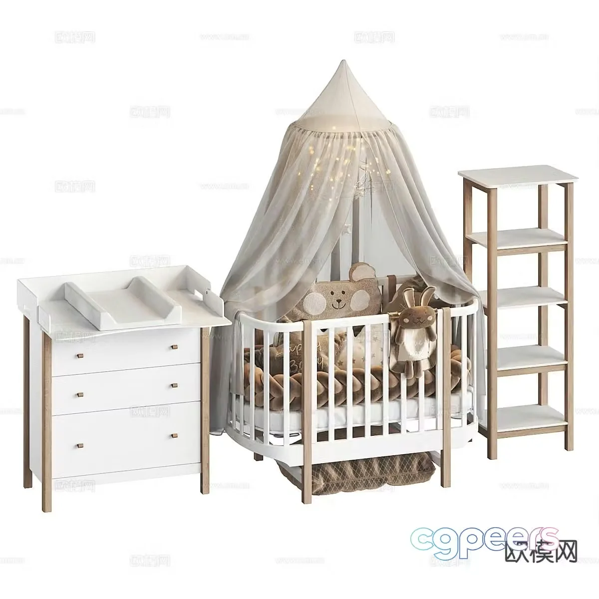 Modern baby crib crib 3d model