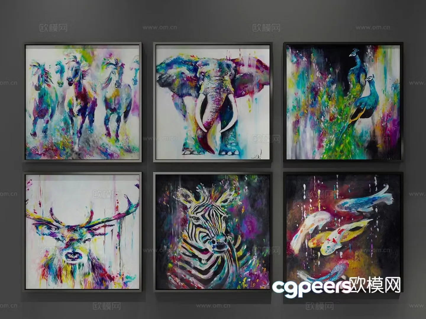 Decorative painting oil painting abstract painting hanging painting 3d model