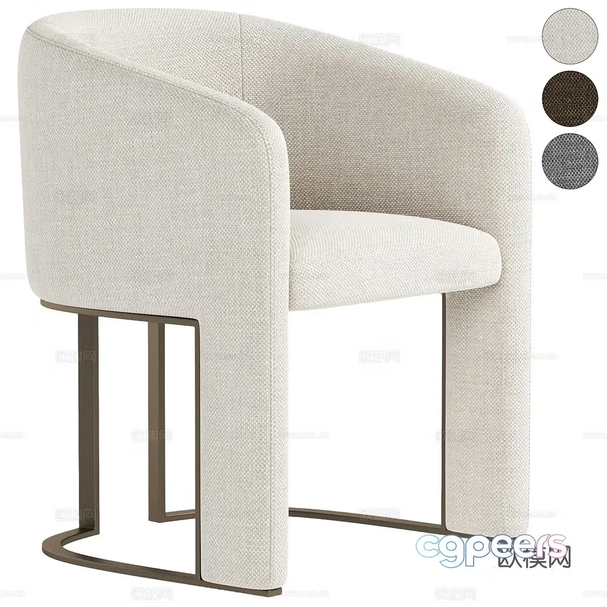 Modern Italian light luxury fabric armchair 3D model
