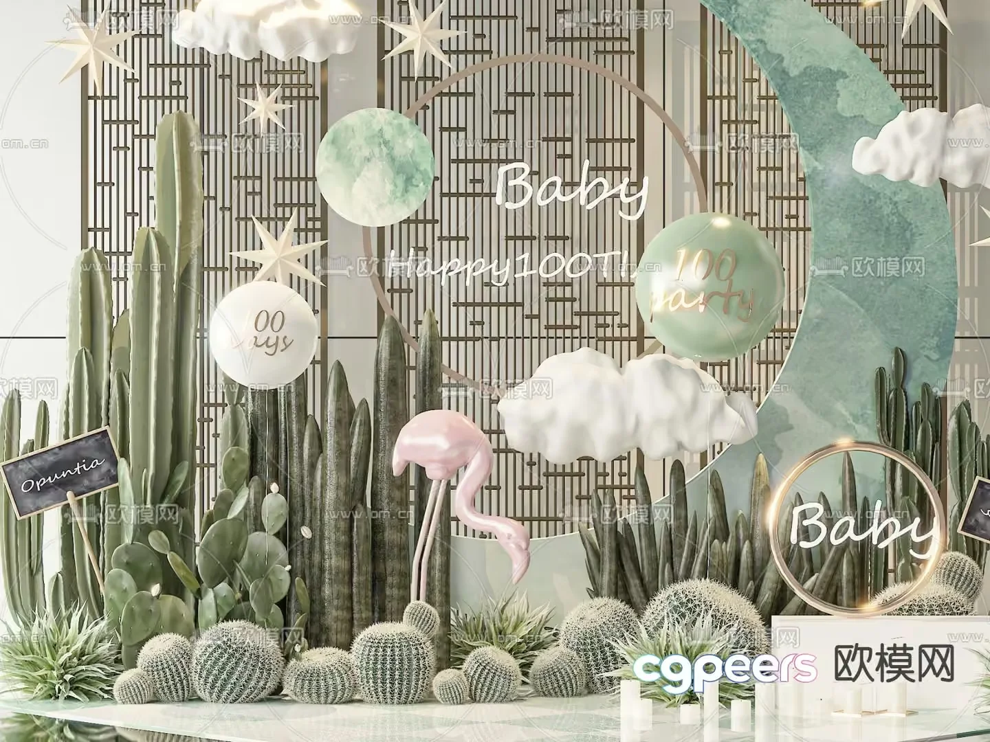 A Baby Shower Decoration 3D Model – 12190 – VRAY Render