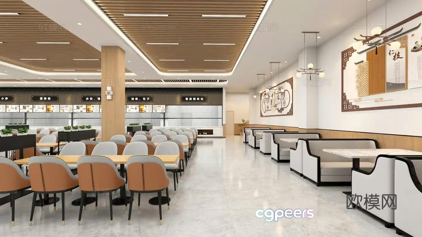School canteen university canteen staff canteen open stall internet celebrity canteen 3D model