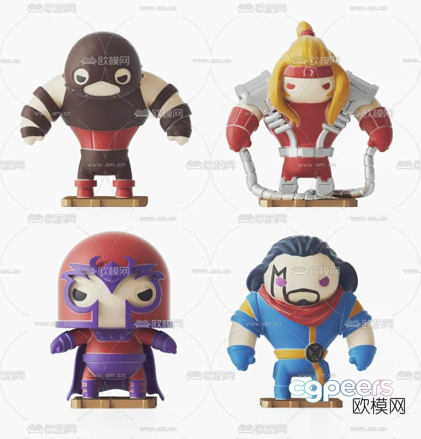 Modern Q version X-Men toys 3d model