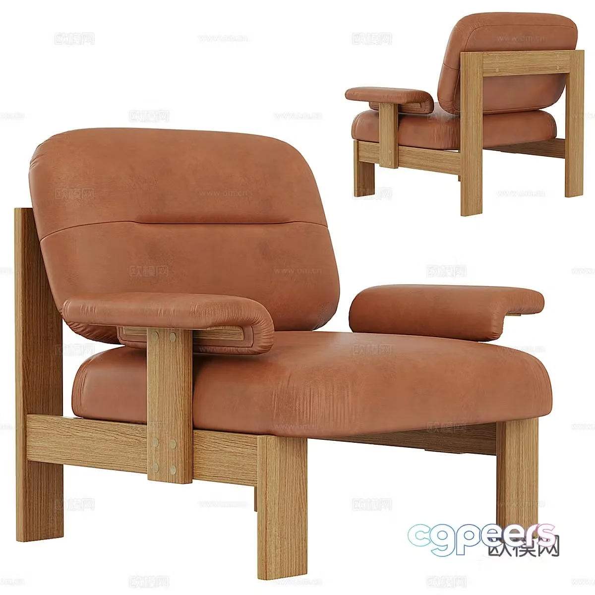 Modern Italian leather lounge chair 3d model