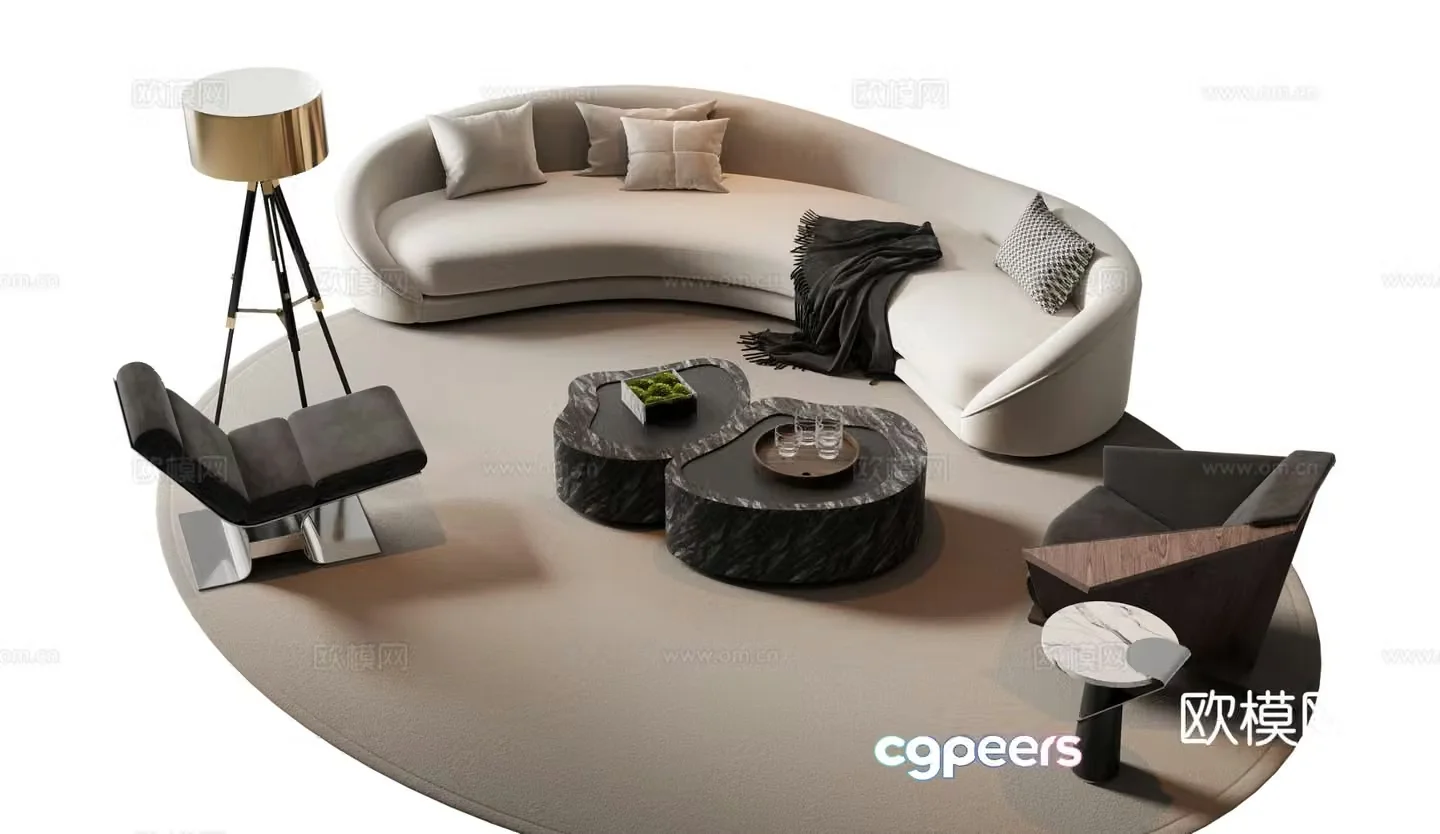 Modern curved sofa modular sofa 3d model