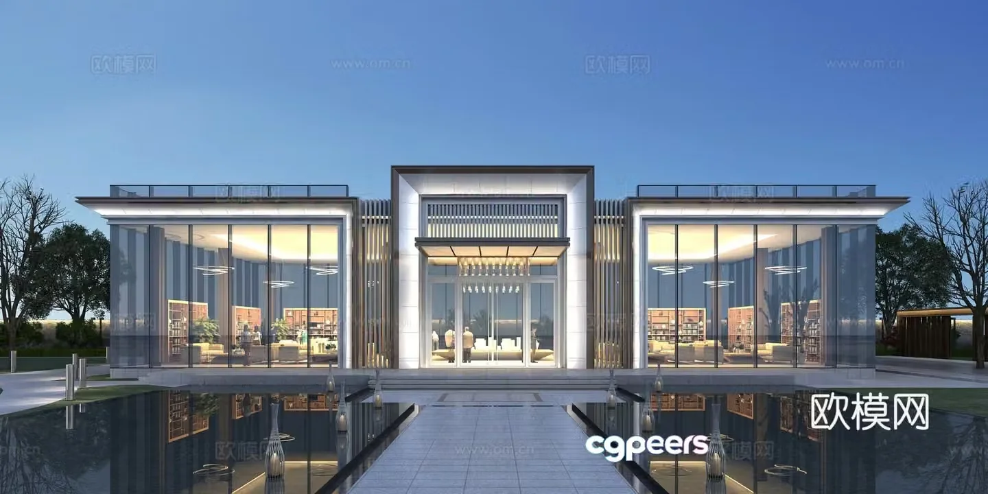 New Chinese sales office building facade hall 3d model