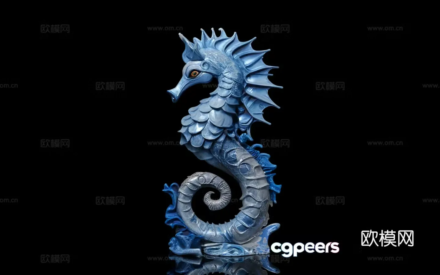 Ice seahorse seahorse shape cool style seahorse form sculpture creative art 3d model