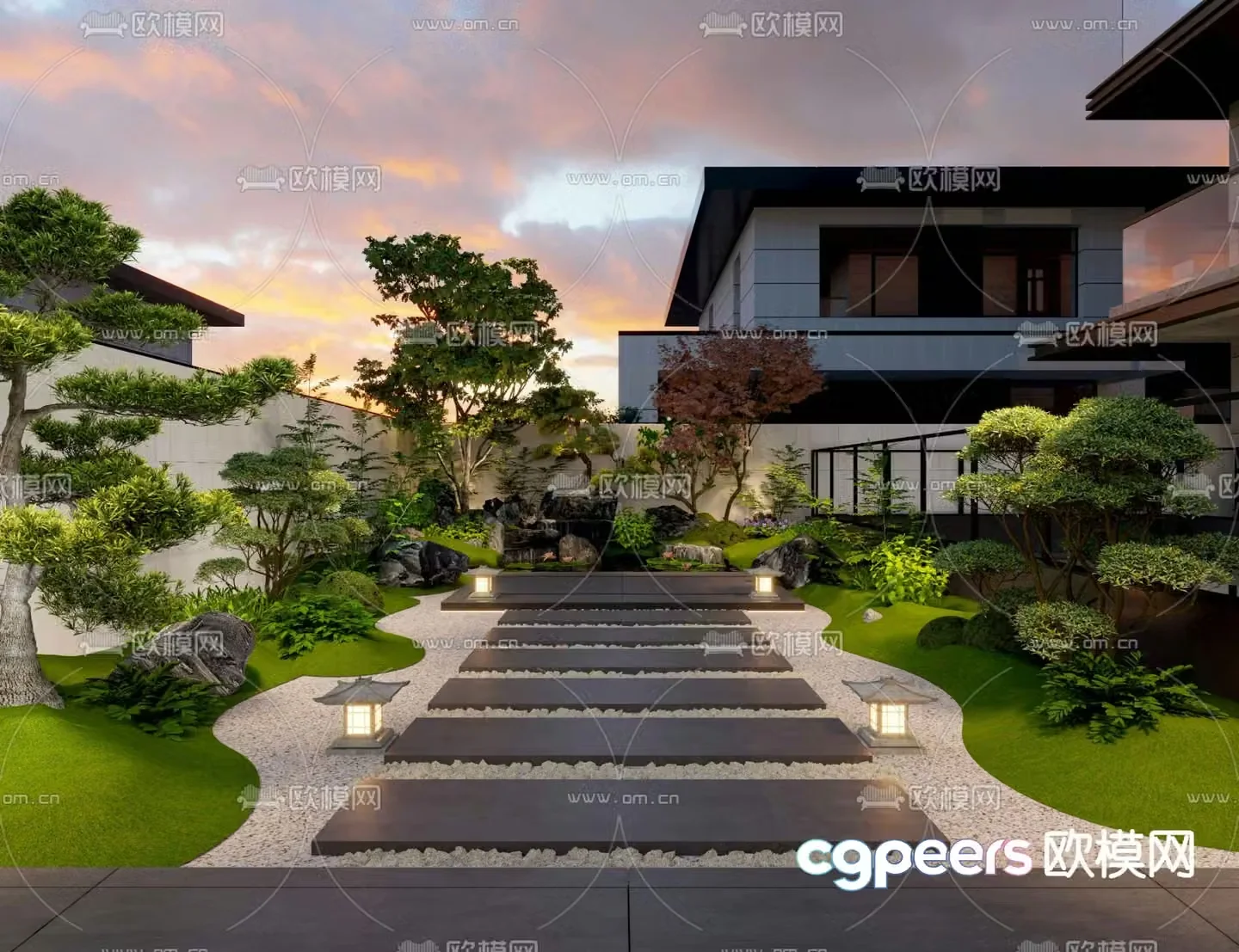 Courtyard landscape villa garden 3d model