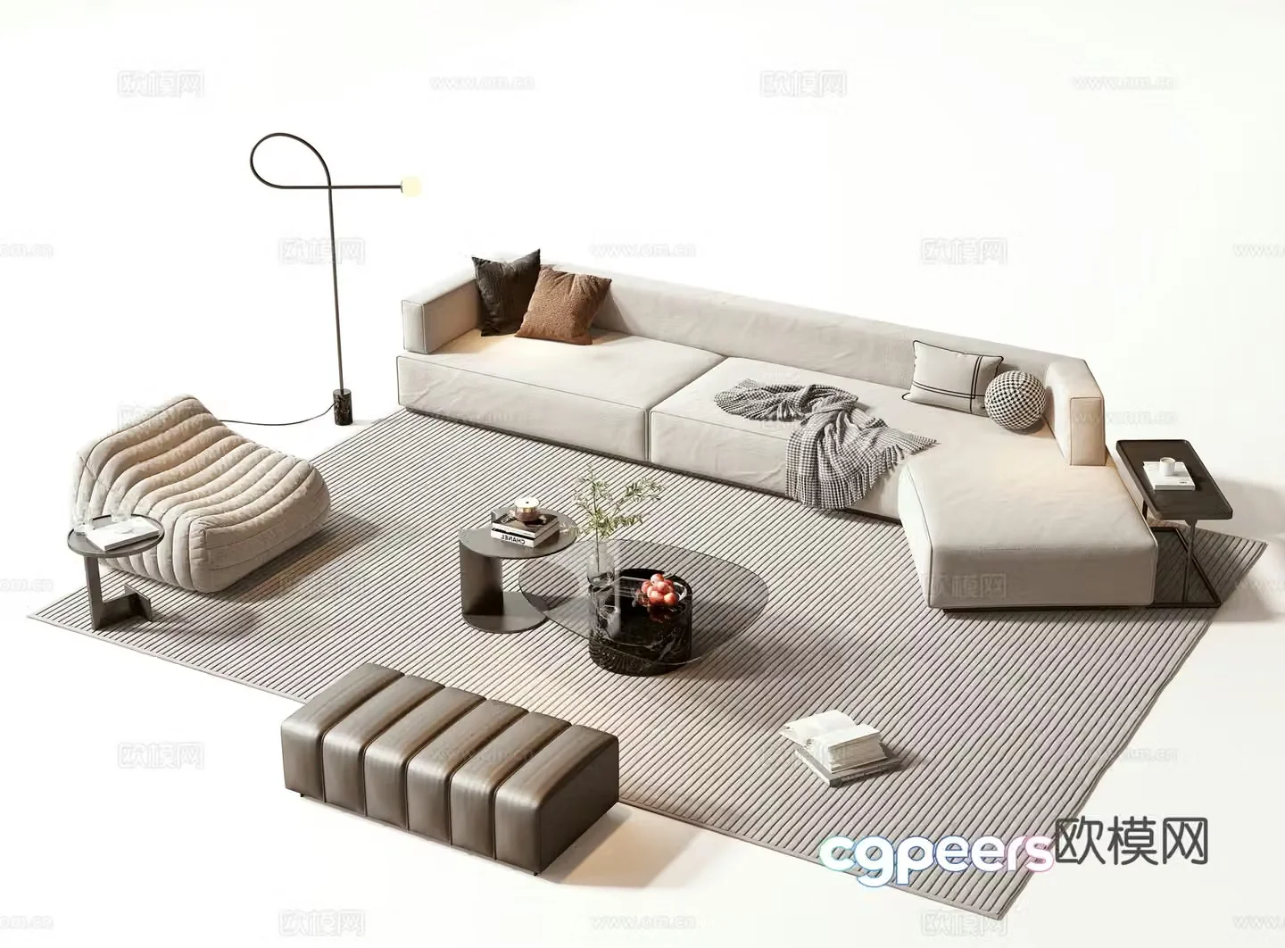 Modern sofa coffee table set 3d model