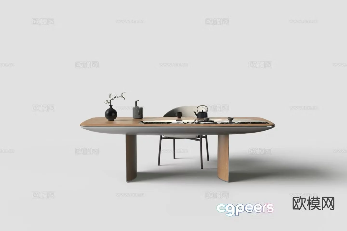 â€ŒWabi-sabi tea table and chair 3d model