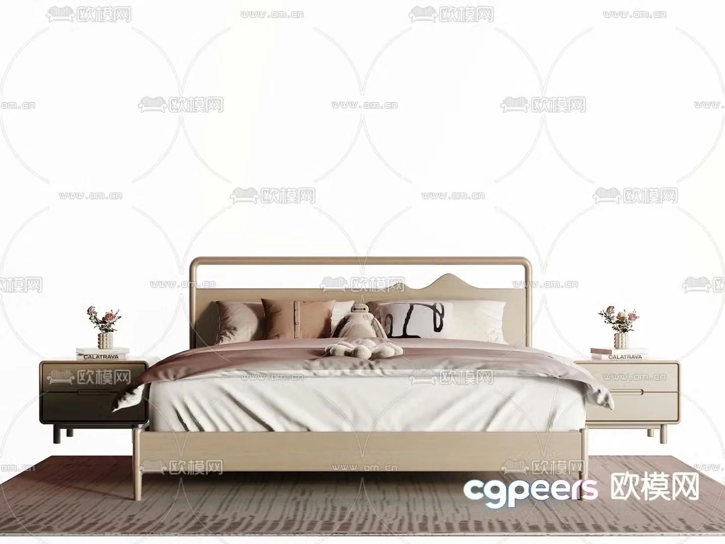 Modern children’s bed log bed 3d model