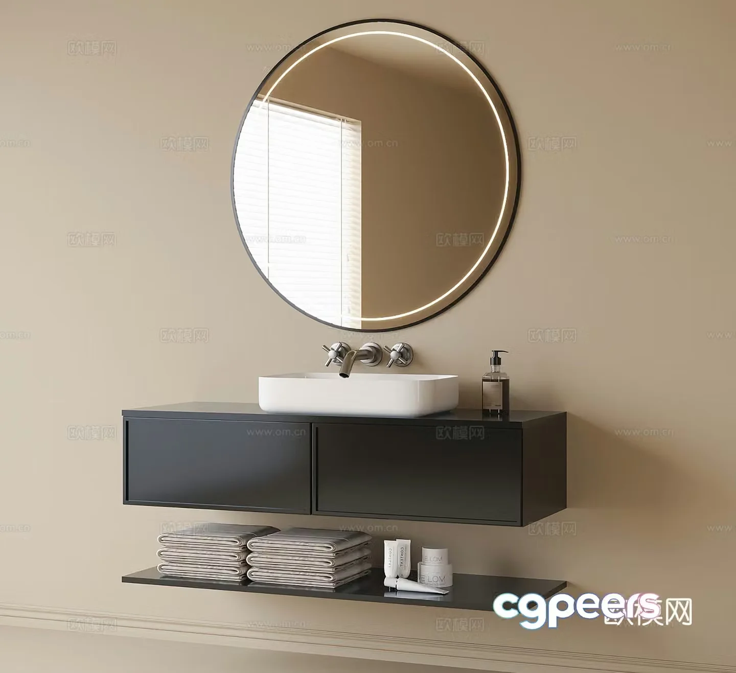 Modern bathroom cabinet bathroom cabinet washbasin mirror 3d model