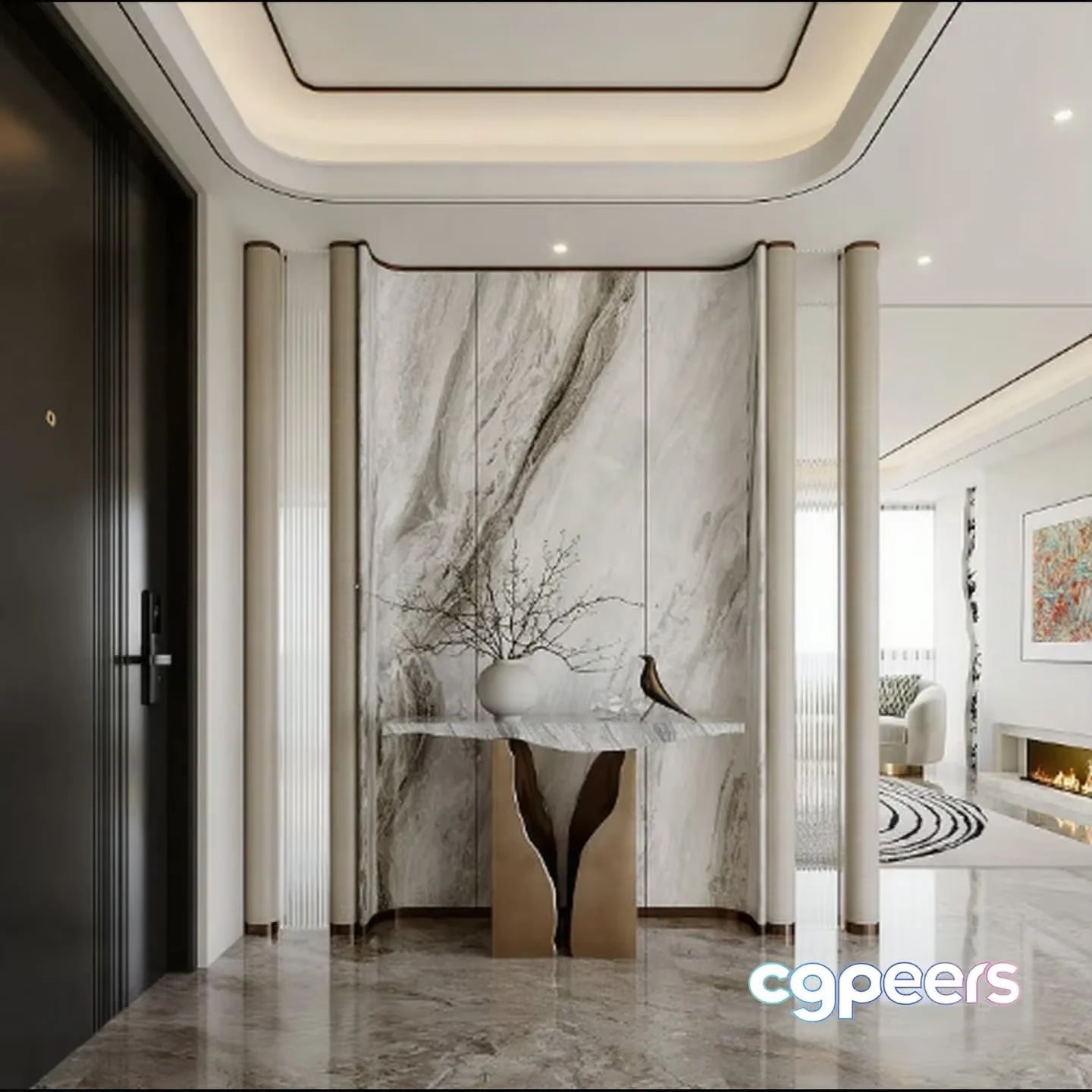 A Modern Living Room 3D Model – 17794 – VRAY Render