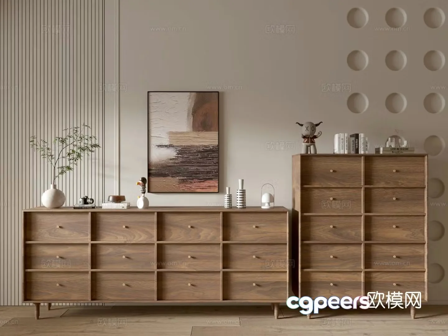 Nordic chest of drawers side cabinet 3d model
