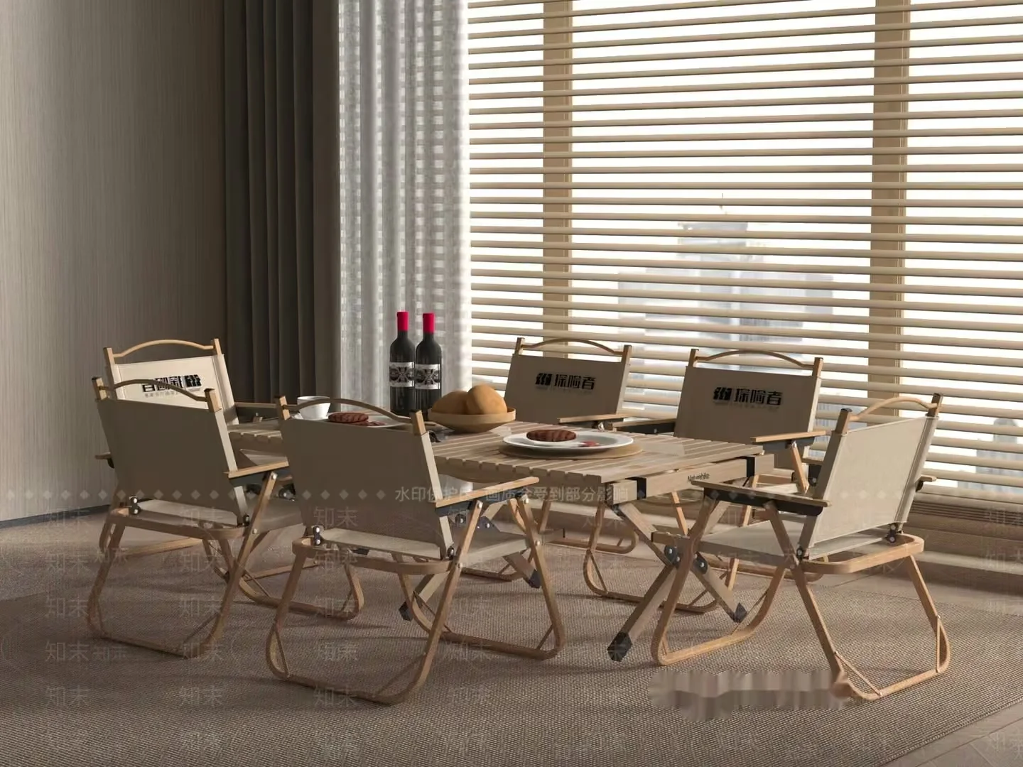 A Dining Room Table And Chairs 3D Model – 20750 – VRAY Render
