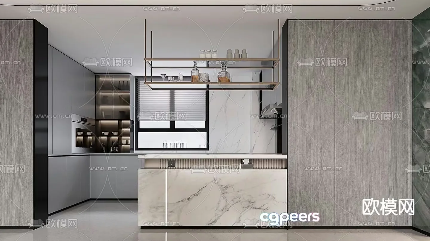 Modern Kitchen Design 3D Model – 21726 – VRAY Render
