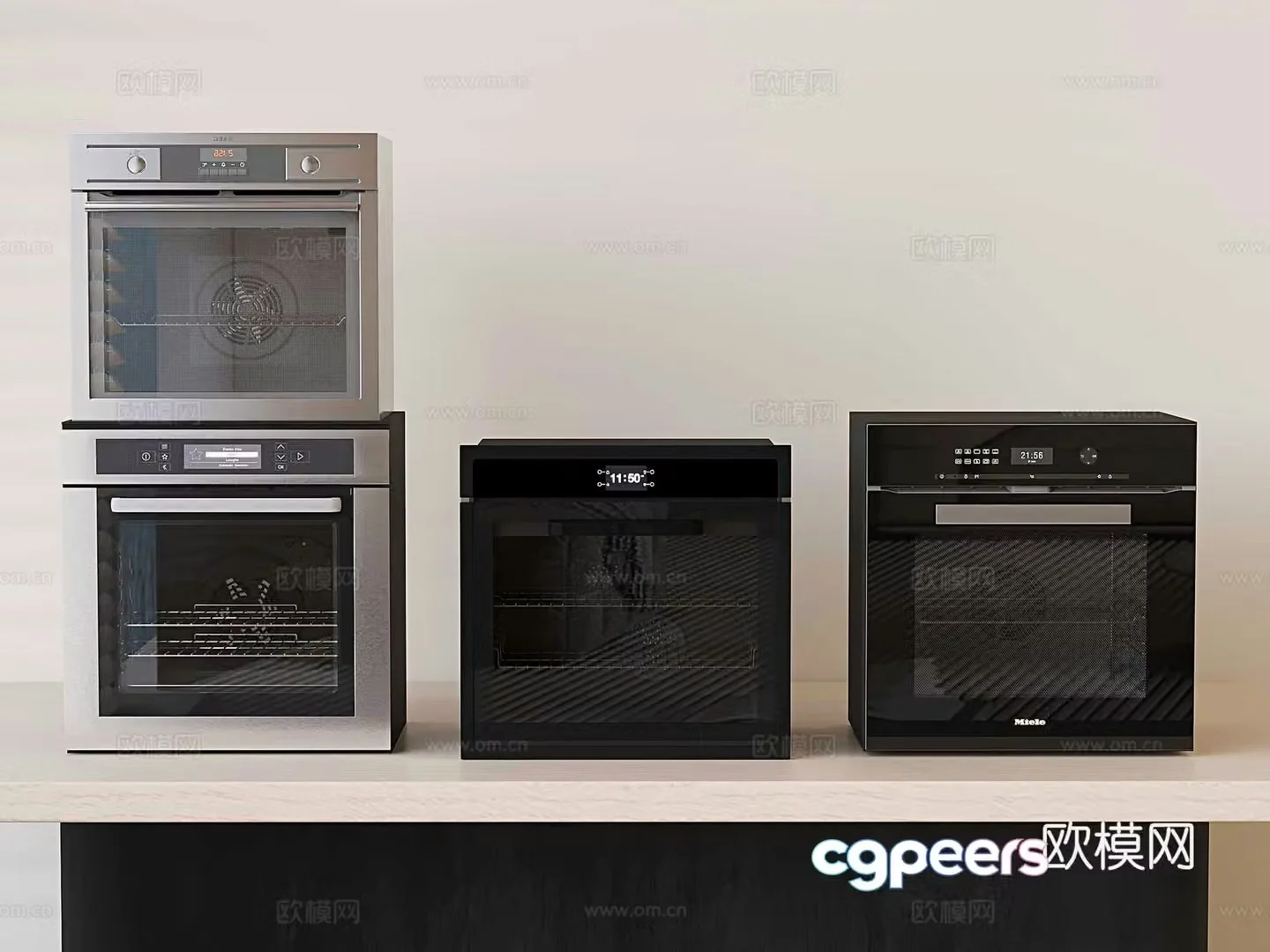 Modern built-in oven steamer kitchen appliance steaming and baking integrated 3D model
