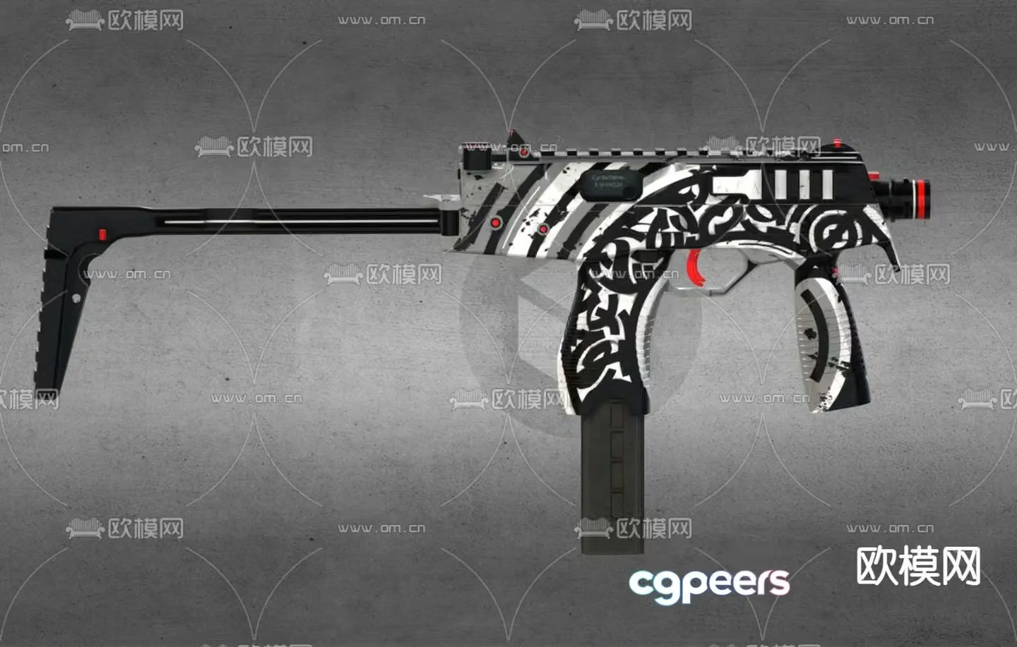 Black and white pistol toy rifle 3d model