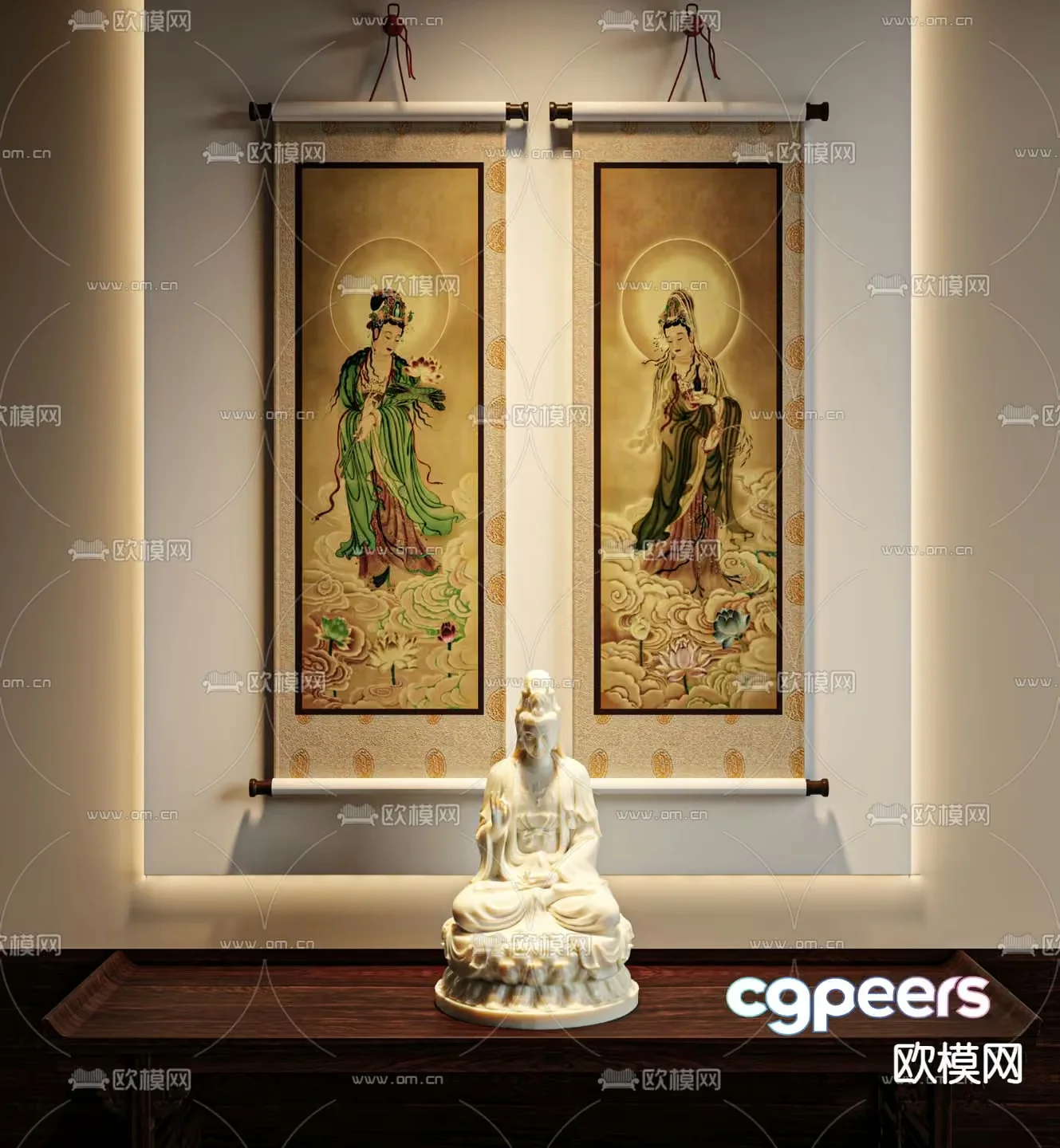 Traditional Asian Artwork 3D Model – 9004 – VRAY Render