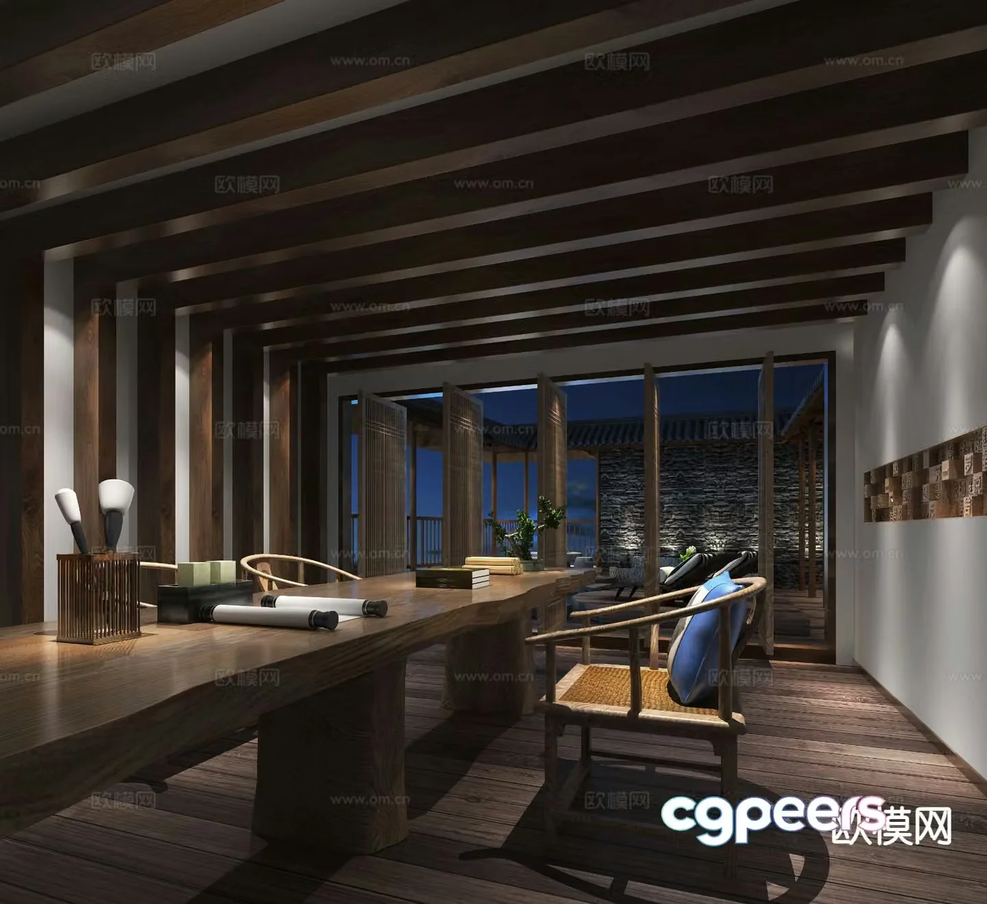 Chinese study room 3d model