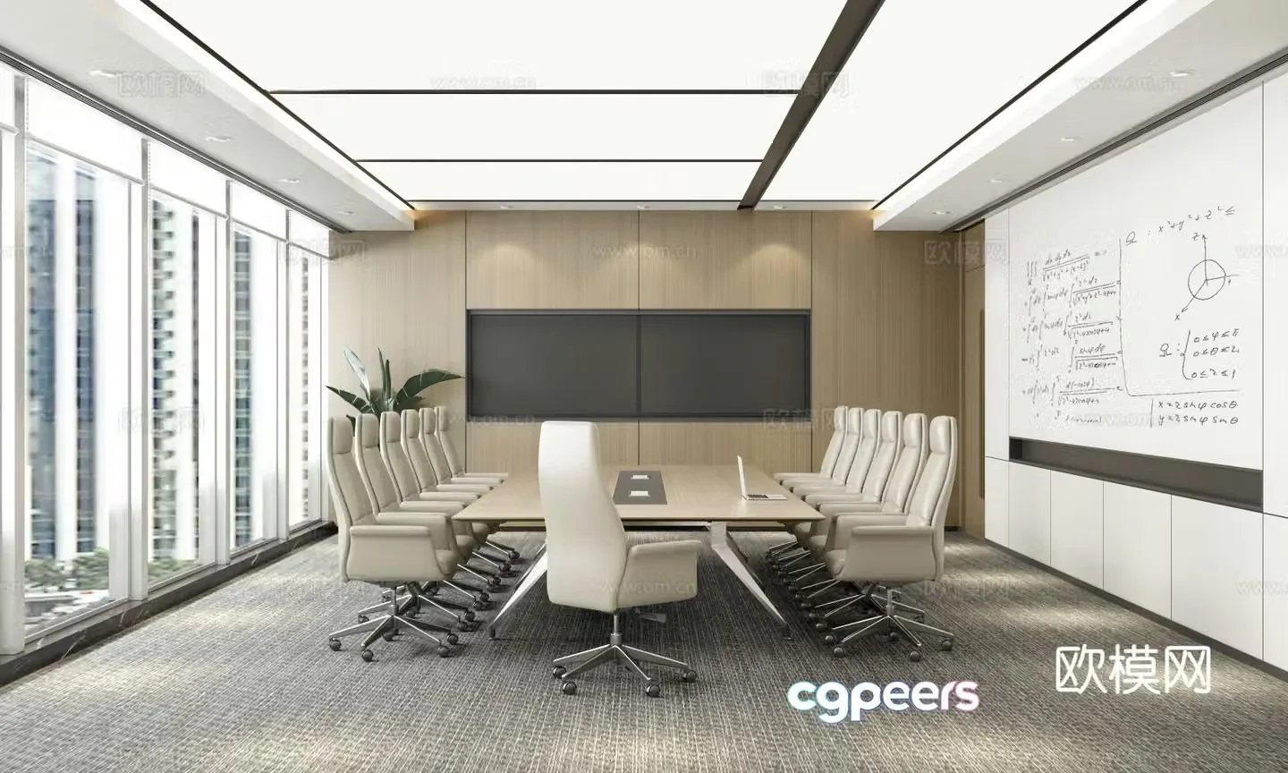 Modern conference room Training room Multifunctional room Video conference room 3d model