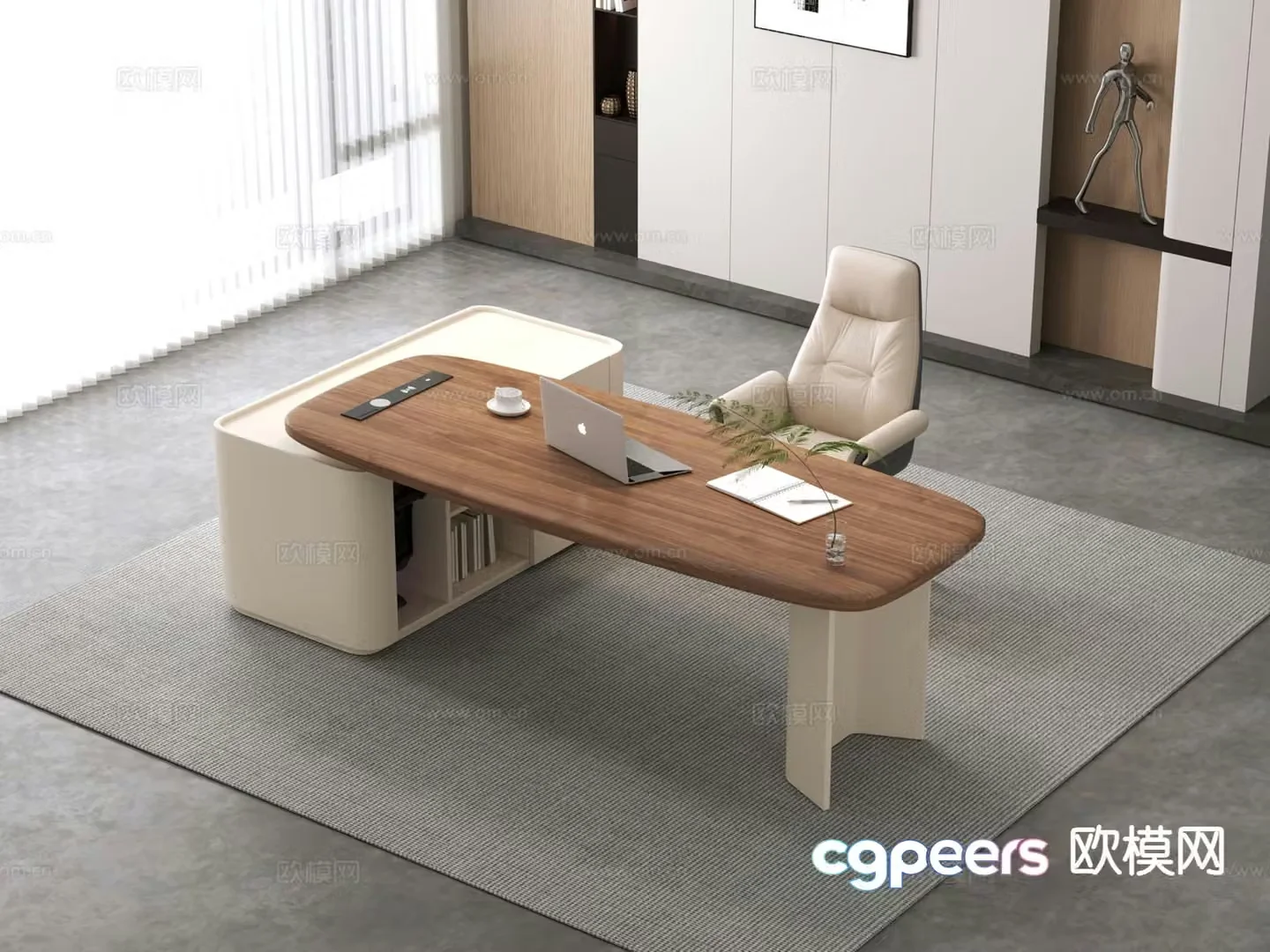 Desk table boss table supervisor table 3d model