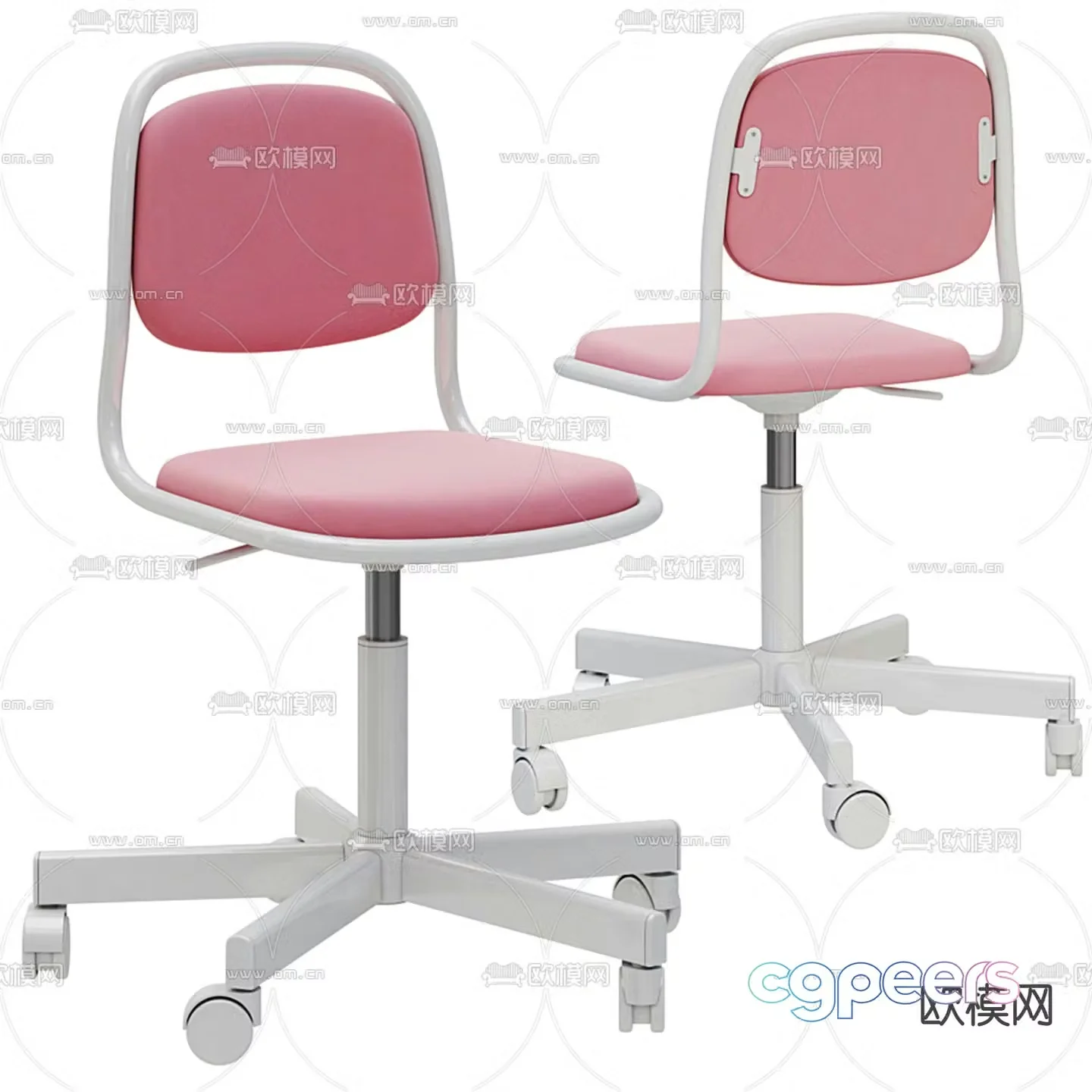 Modern pink children’s chair 3d model