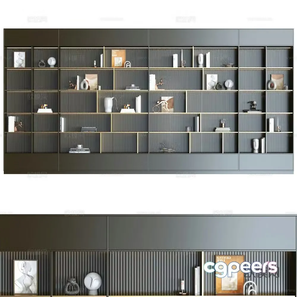 Modern bookcase Combination bookcase Study room bookcase Full wall bookcase Italian bookcase 3D model