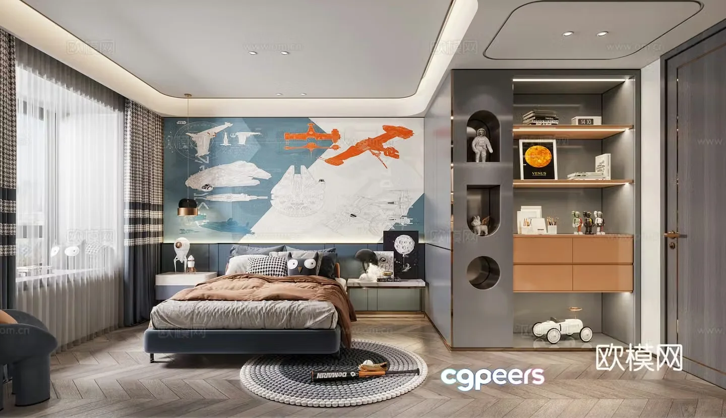 Modern children’s room boy’s room 3d model