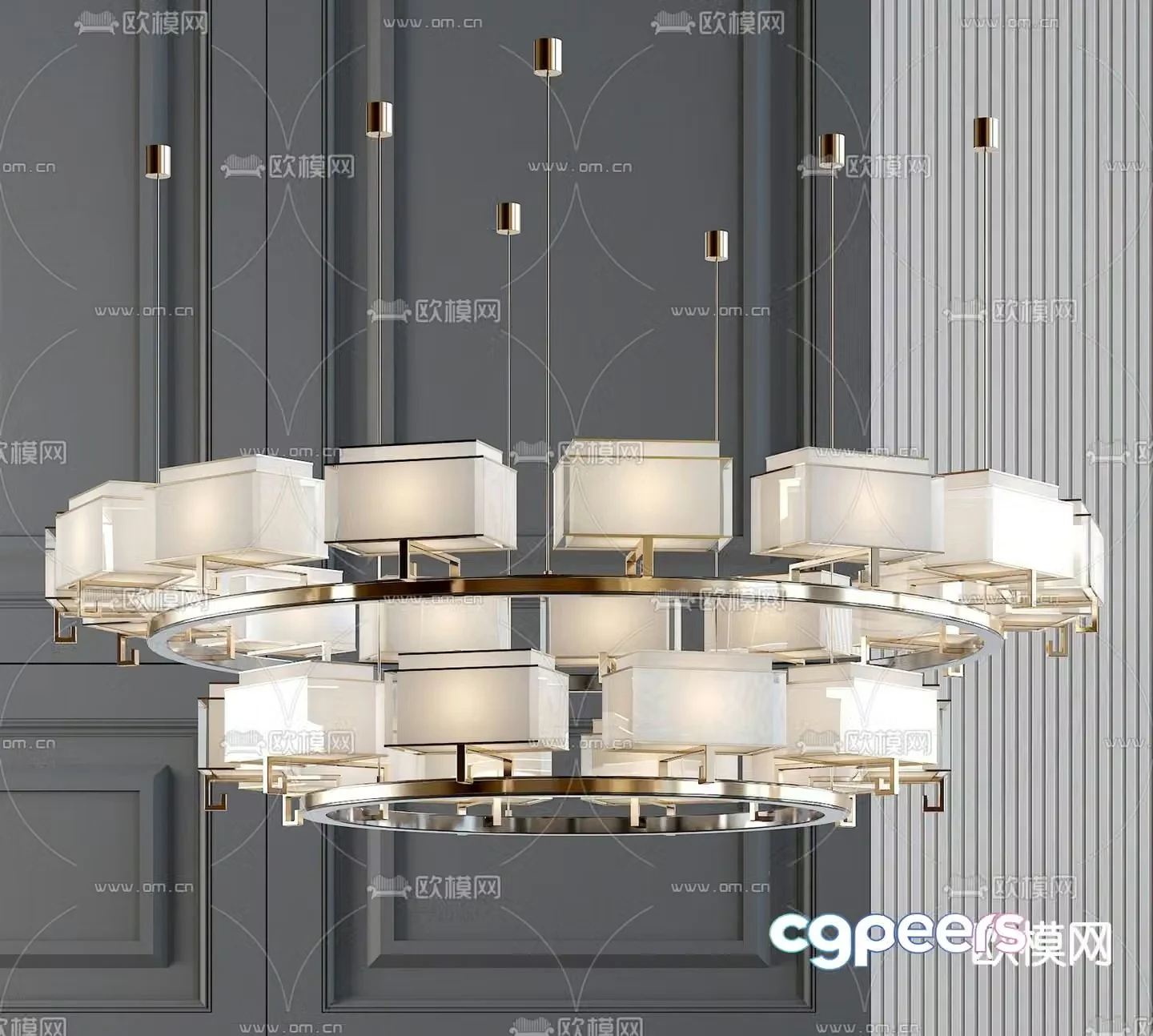 New Chinese style chandelier 3d model