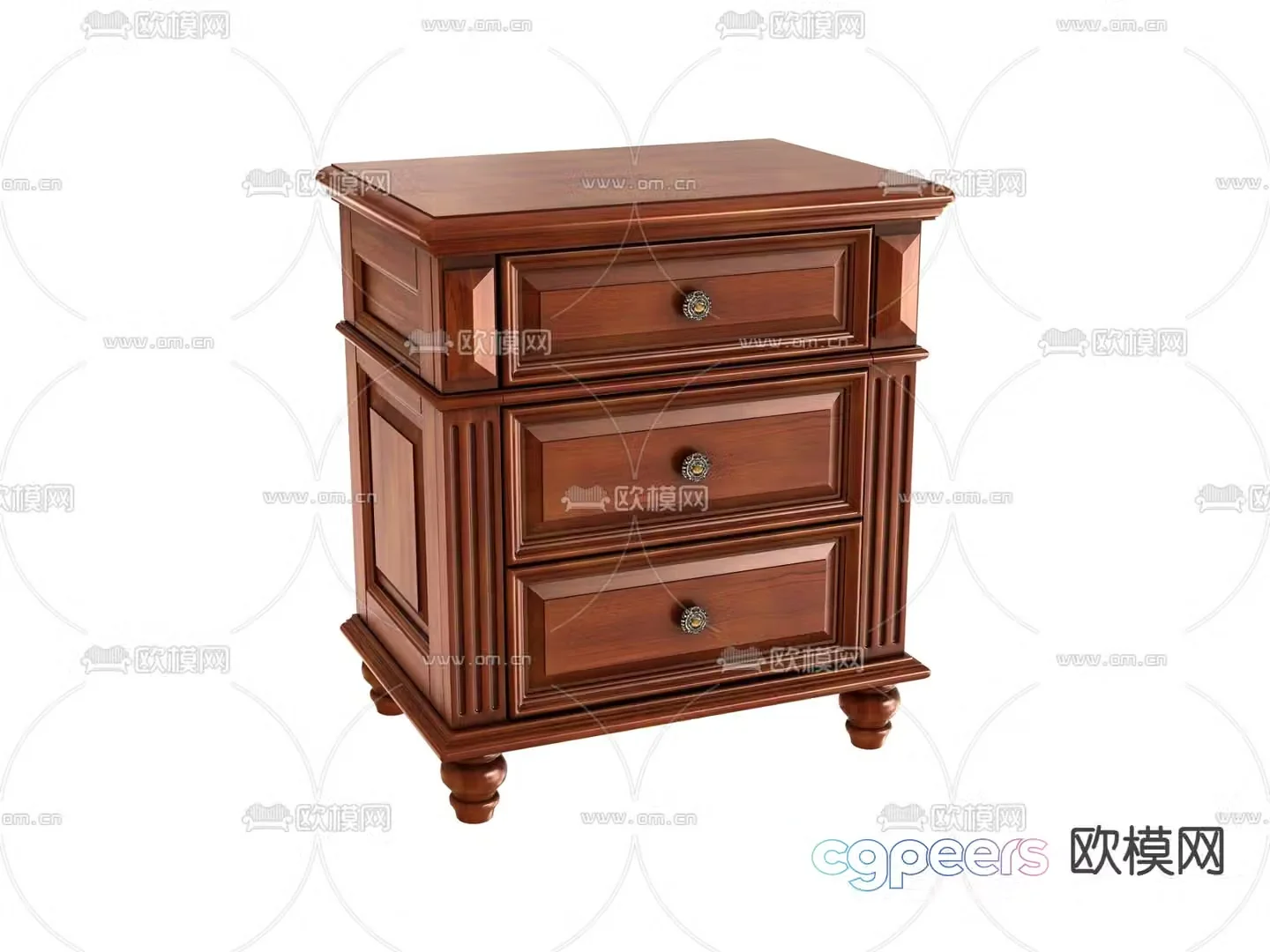 European style bedside table 3d model