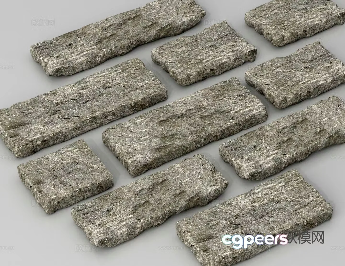 Stone Pavement Bluestone Park Pavement Stone Strip Ting Step 3D Model