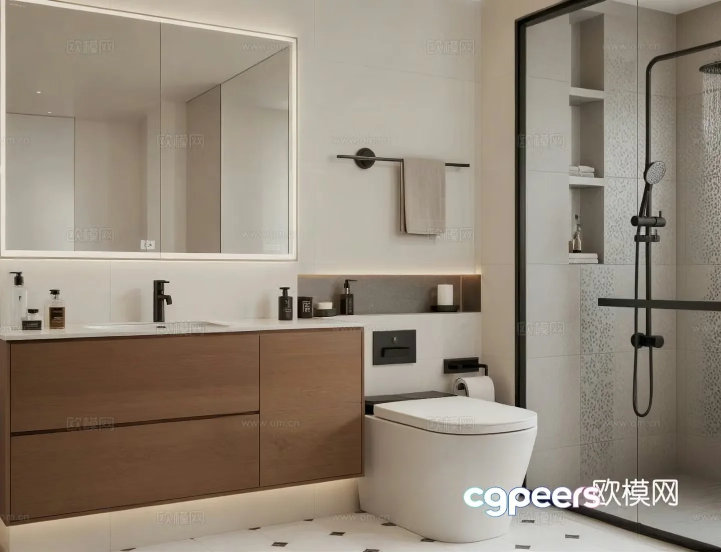 Middle style bathroom 3d model
