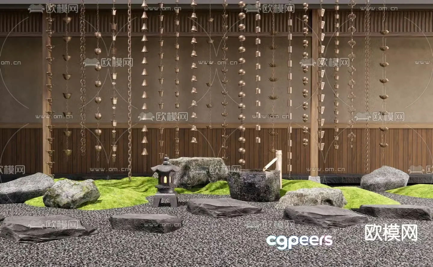 Japanese style garden sketch 3d model