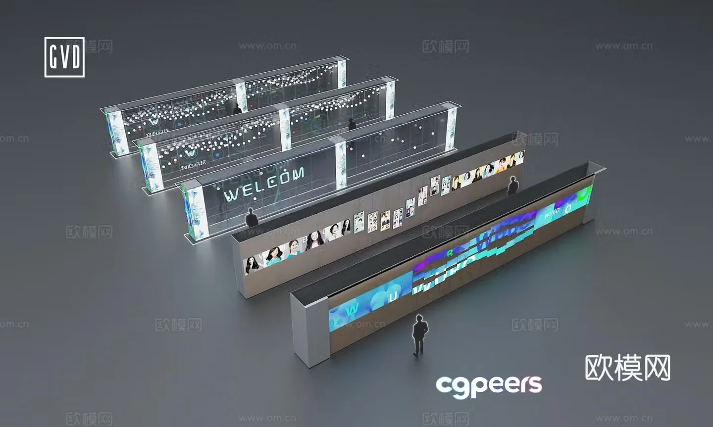 Exhibition and Exhibition Hall Modern Exhibition Hall Wall Multimedia Technology Culture Wall Screen Interactive Device 3D Model
