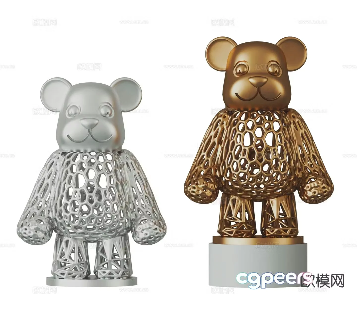 Violent bear sculpture trendy toy building block bear bear doll 3d model