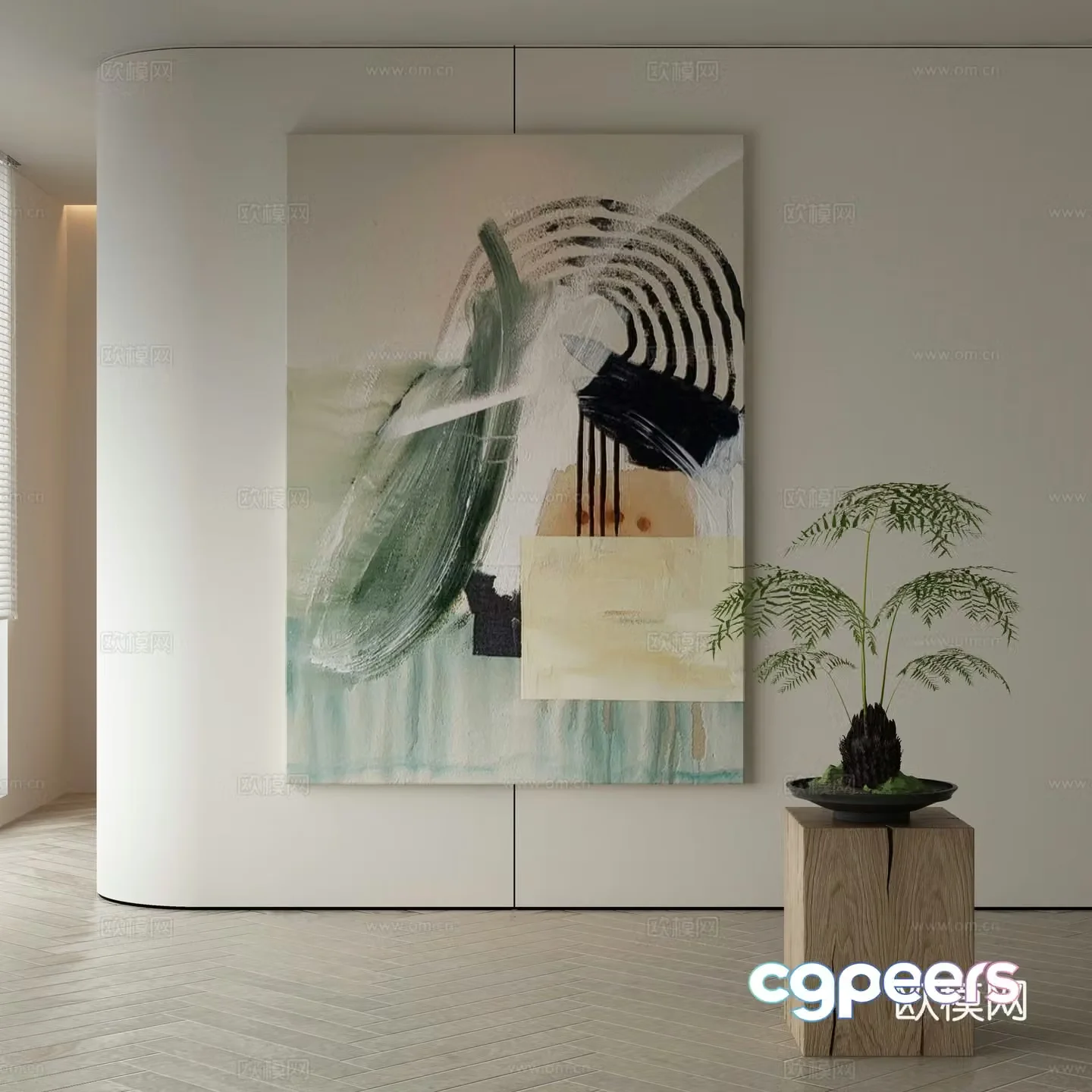 Modern Wasabi Hanging Painting Oil Painting 3D Model