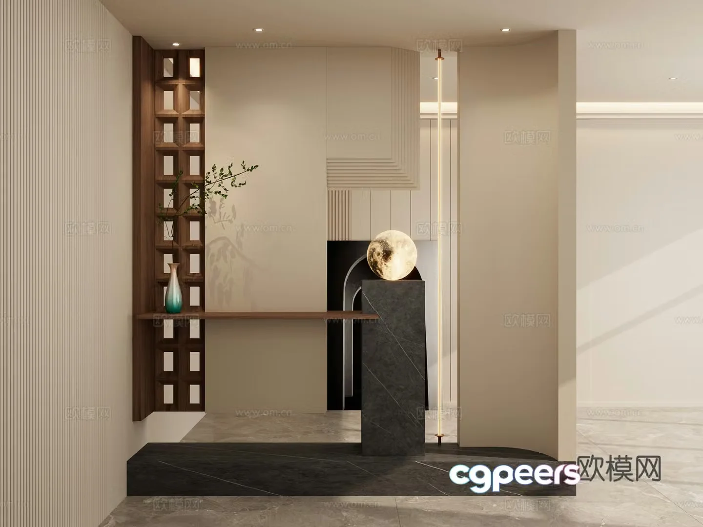 Italian style medieval style solid wood shape Scapa stacked suspended door-to-door partition 3D model