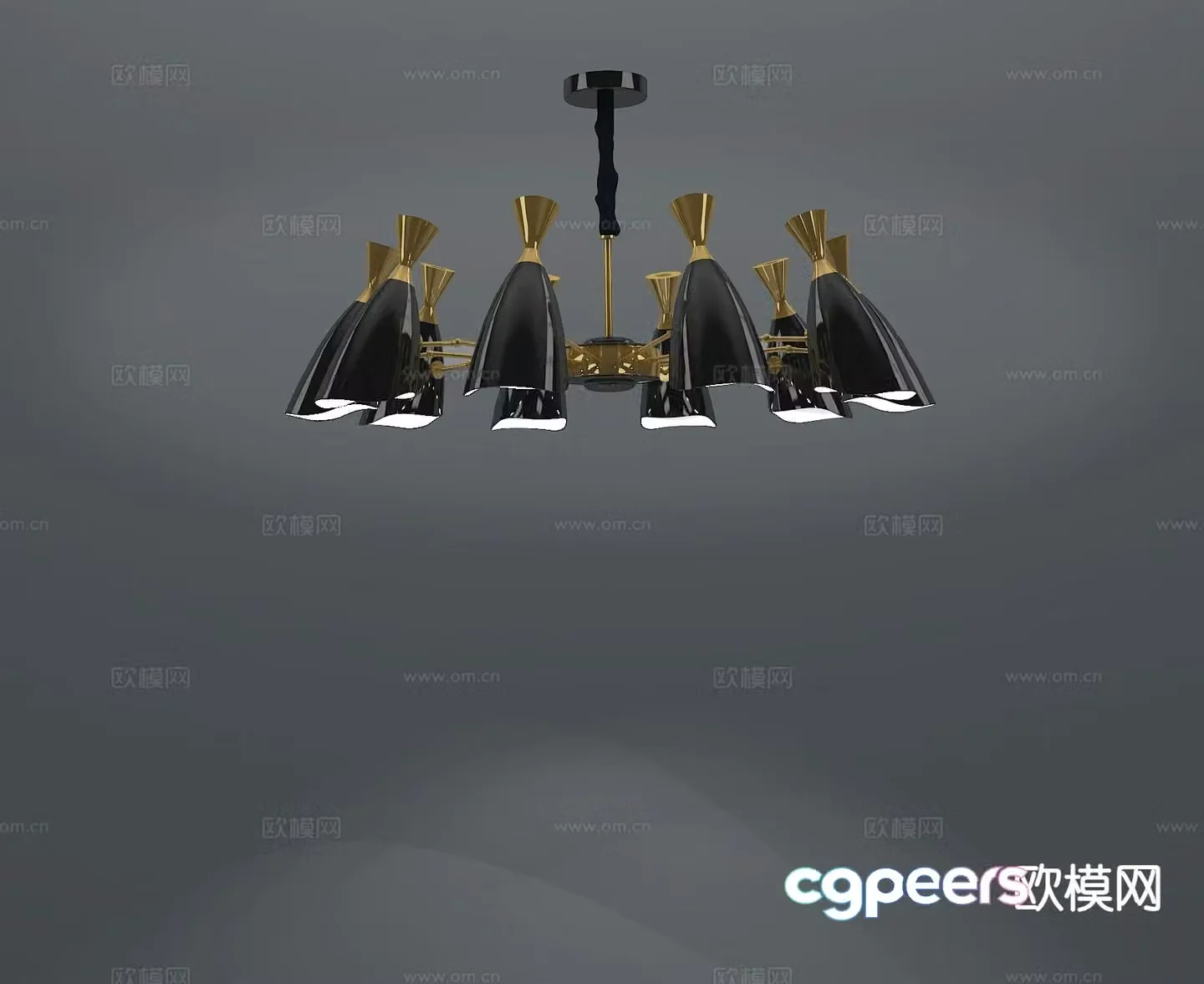 Modern multi-head chandelier 3d model