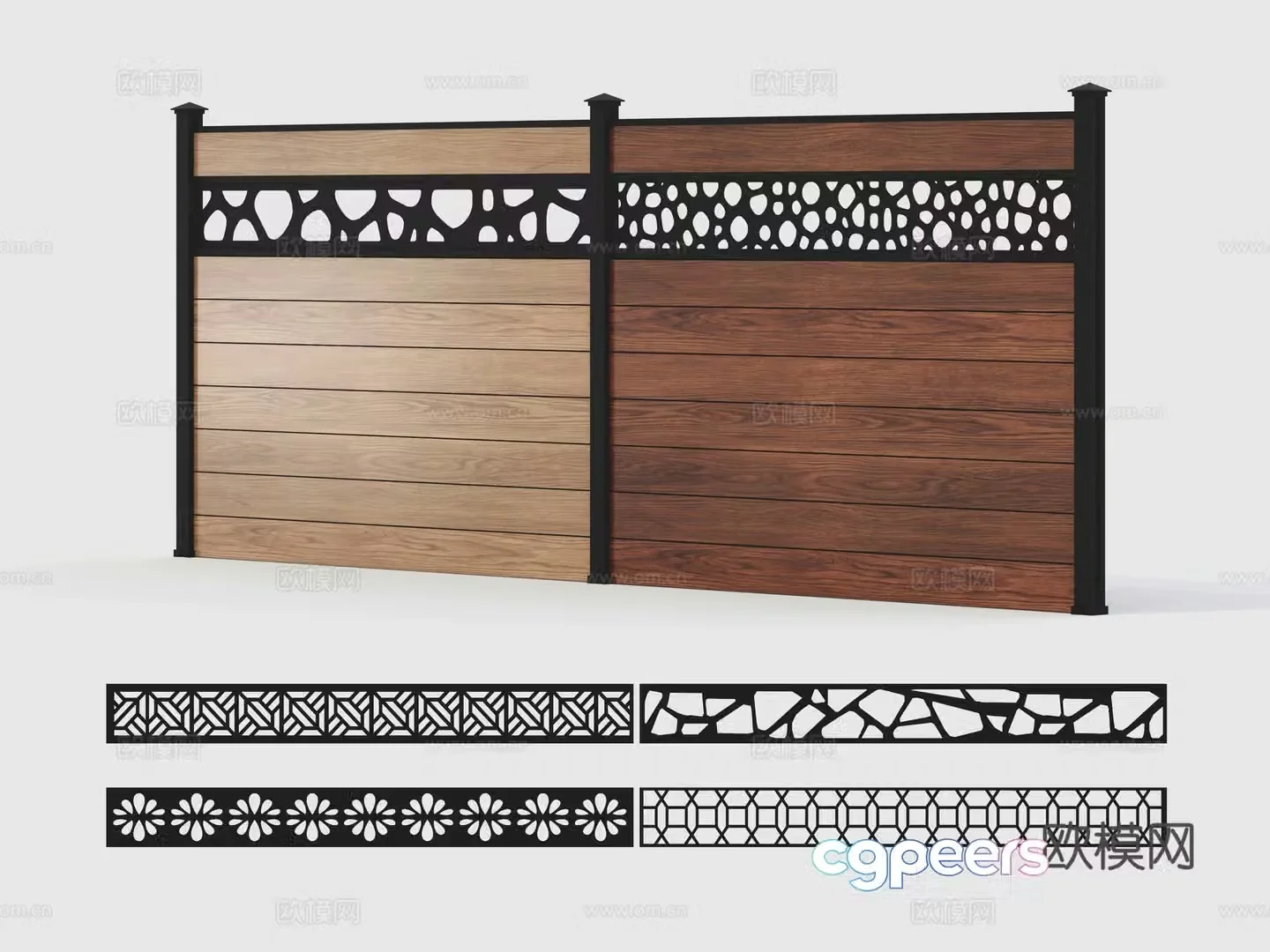 Plastic wood fence Fence Anticorrosion Wooden Fence Garden Railing 3D Model