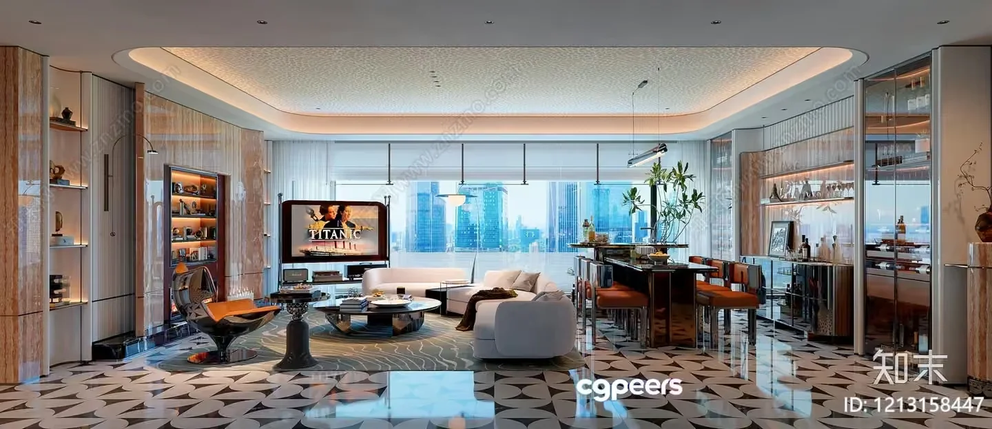Modern Living Room 3D Model – 6189 – VRAY Render