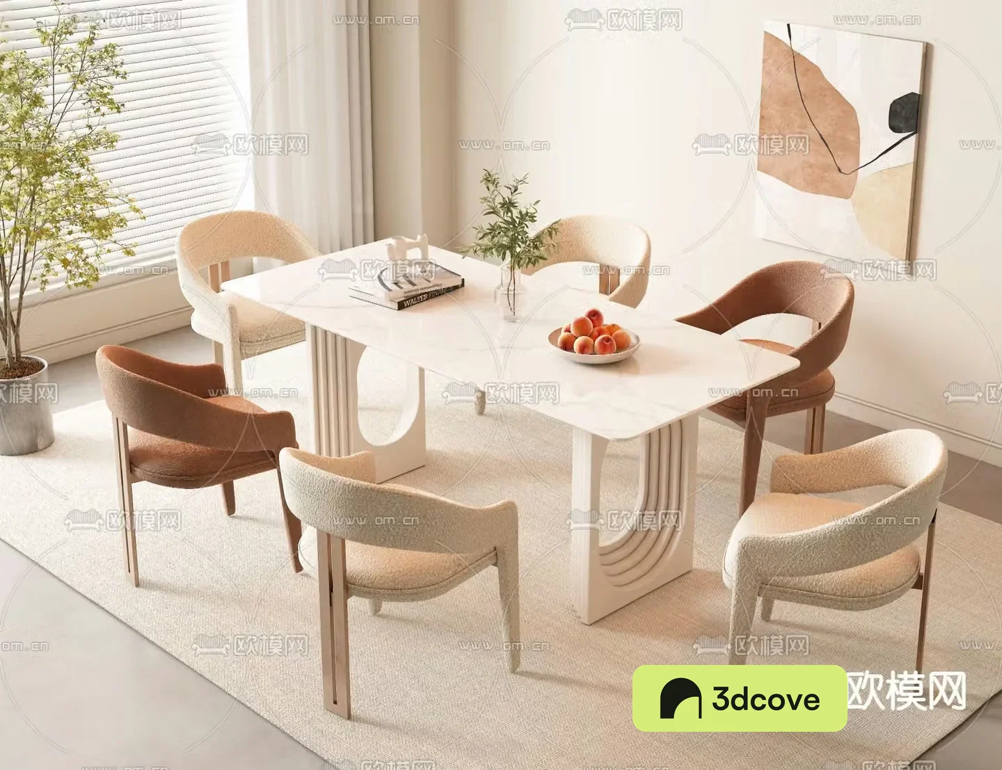 Cream style dining table and chairs strip dining table