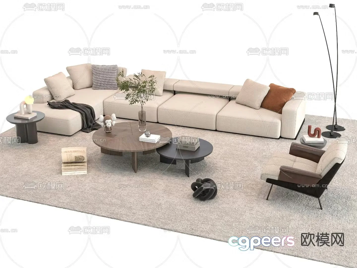 Corner sofa modular sofa 3d model