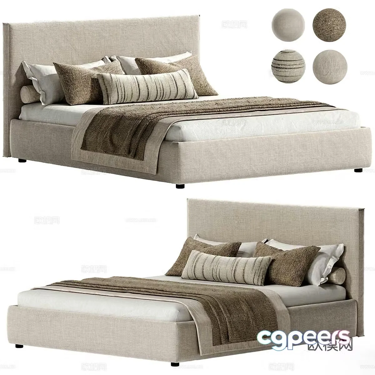 Background double bed 3d model