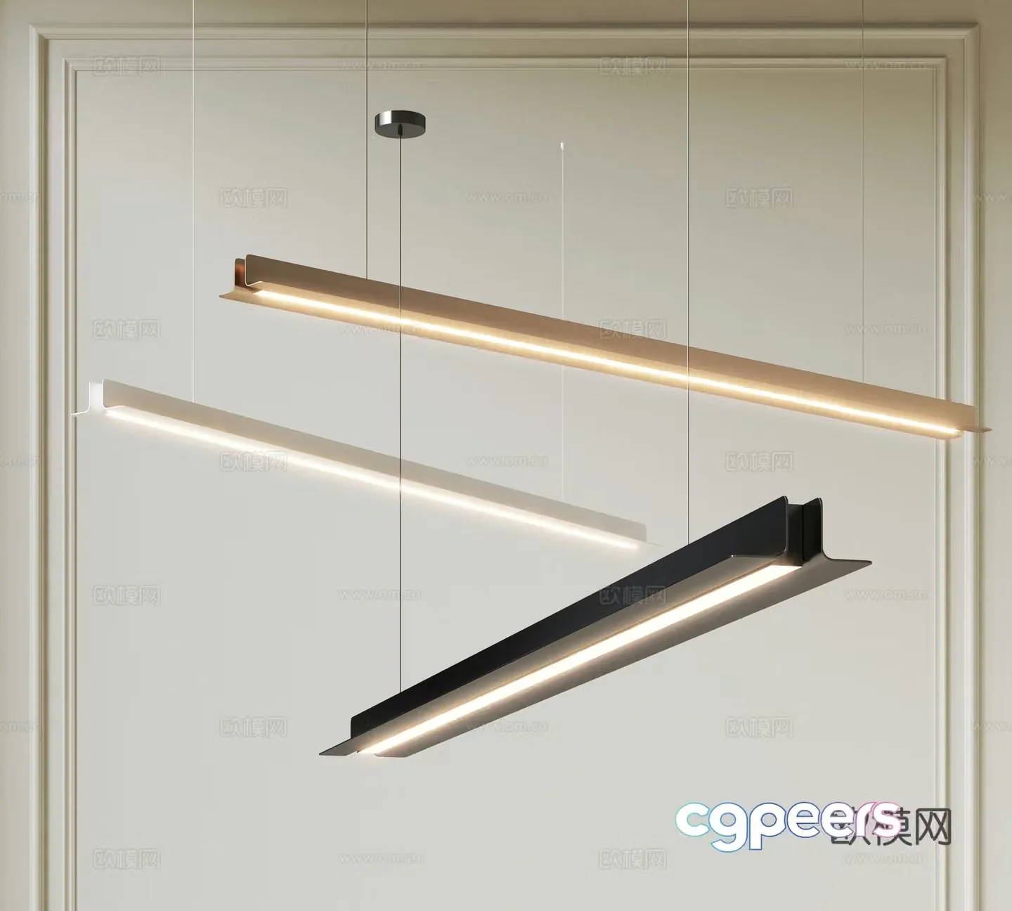 Italian linear restaurant chandeliers 3d model
