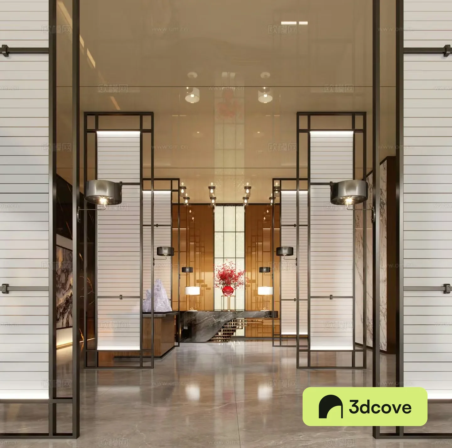 Modern hotel club hall aisle