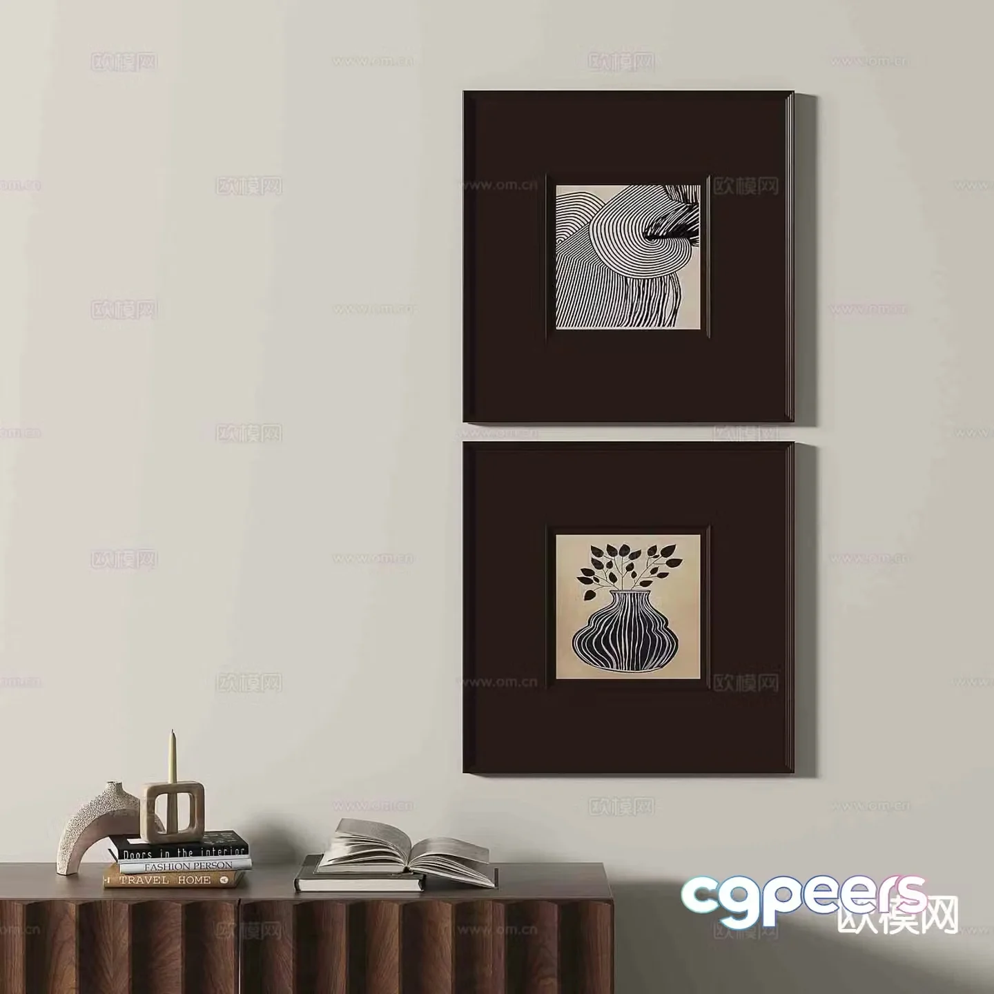 Wabi-sabi retro hanging painting art painting decorative painting 3D model