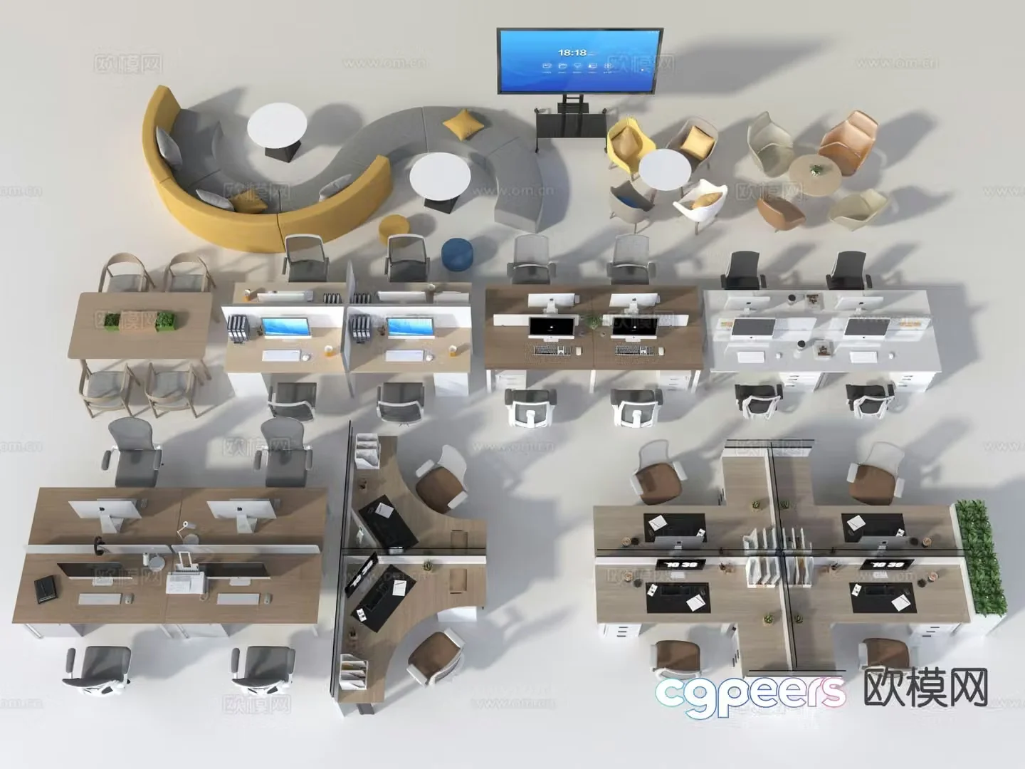 Modern office desk 3d model